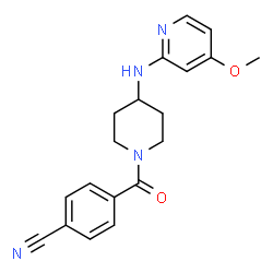 ChemSpider 2D Image | 4-({4-[(4-Methoxy-2-pyridinyl)amino]-1-piperidinyl}carbonyl)benzonitrile | C19H20N4O2
