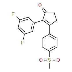 ChemSpider 2D Image | 2-(3,5-Difluorophenyl)-3-[4-(methylsulfonyl)phenyl]-2-cyclopenten-1-one | C18H14F2O3S