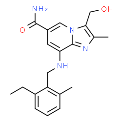 ChemSpider 2D Image | 8-(2-ethyl-6-methylbenzylamino)-3-hydroxymethyl-2-methylimidazo(1,2-a)pyridine-6-carboxamide | C20H24N4O2
