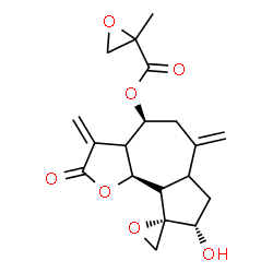 ChemSpider 2D Image | (4S,8S,9S,9bS)-8-Hydroxy-3,6-bis(methylene)-2-oxodecahydro-2H-spiro[azuleno[4,5-b]furan-9,2'-oxiran]-4-yl 2-methyl-2-oxiranecarboxylate | C19H22O7