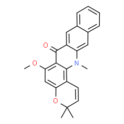 ChemSpider 2D Image | 6-Methoxy-3,3,14-trimethyl-3,14-dihydro-7H-benzo[b]pyrano[3,2-h]acridin-7-one | C24H21NO3