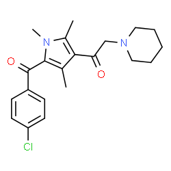 ChemSpider 2D Image | 1-[5-(4-Chlorobenzoyl)-1,2,4-trimethyl-1H-pyrrol-3-yl]-2-(1-piperidinyl)ethanone | C21H25ClN2O2