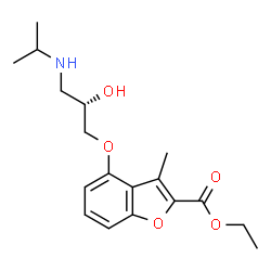 ChemSpider 2D Image | Ethyl 4-[(2S)-2-hydroxy-3-(isopropylamino)propoxy]-3-methyl-1-benzofuran-2-carboxylate | C18H25NO5