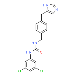ChemSpider 2D Image | 1-(3,5-Dichlorophenyl)-3-[4-(1H-imidazol-5-ylmethyl)benzyl]urea | C18H16Cl2N4O