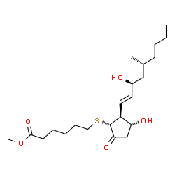 ChemSpider 2D Image | Methyl 6-({(1R,2S,3R)-3-hydroxy-2-[(1E,3S,5R)-3-hydroxy-5-methyl-1-nonen-1-yl]-5-oxocyclopentyl}sulfanyl)hexanoate | C22H38O5S
