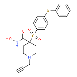 ChemSpider 2D Image | N-hydroxy-4-((4-(phenylthio)phenyl)sulfonyl)-1-(2-propynyl)-4-piperidinecarboxamide | C21H22N2O4S2