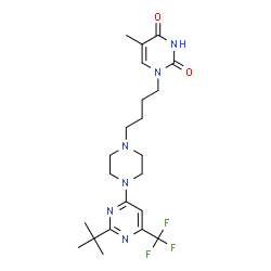 ChemSpider 2D Image | 1-(4-{4-[2-tert-butyl-6-(trifluoromethyl)pyrimidin-4-yl]piperazin-1-yl}butyl)-5-methylpyrimidine-2,4(1H,3H)-dione | C22H31F3N6O2