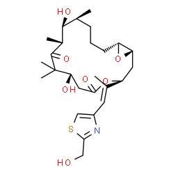 ChemSpider 2D Image | (1S,3S,7S,10R,11S,12S,16R)-7,11-Dihydroxy-3-{(1E)-1-[2-(hydroxymethyl)-1,3-thiazol-4-yl]-1-propen-2-yl}-8,8,10,12-tetramethyl-4,17-dioxabicyclo[14.1.0]heptadecane-5,9-dione | C26H39NO7S