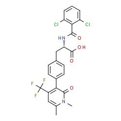 ChemSpider 2D Image | N-(2,6-Dichlorobenzoyl)-4-[1,6-dimethyl-2-oxo-4-(trifluoromethyl)-1,2-dihydro-3-pyridinyl]-L-phenylalanine | C24H19Cl2F3N2O4