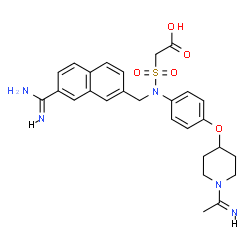 ChemSpider 2D Image | {[(7-Carbamimidoyl-2-naphthyl)methyl][4-({1-[(1E)-ethanimidoyl]-4-piperidinyl}oxy)phenyl]sulfamoyl}acetic acid | C27H31N5O5S