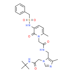 ChemSpider 2D Image | 2-{3-[(Benzylsulfonyl)amino]-6-Methyl-2-Oxopyridin-1(2h)-Yl}-N-({1-[2-(Tert-Butylamino)-2-Oxoethyl]-4-Methyl-1h-Imidazol-5-Yl}methyl)acetamide | C26H34N6O5S