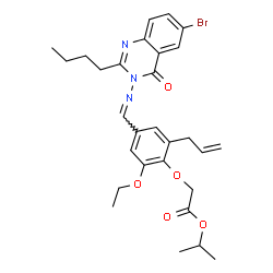 ChemSpider 2D Image | Isopropyl (2-allyl-4-{[(6-bromo-2-butyl-4-oxo-3(4H)-quinazolinyl)imino]methyl}-6-ethoxyphenoxy)acetate | C29H34BrN3O5