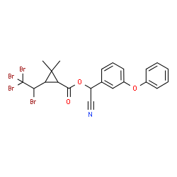 ChemSpider 2D Image | Cyano(3-phenoxyphenyl)methyl 2,2-dimethyl-3-(1,2,2,2-tetrabromoethyl)cyclopropanecarboxylate | C22H19Br4NO3