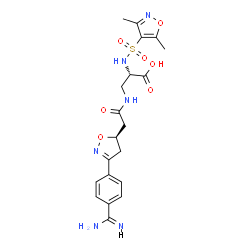 ChemSpider 2D Image | 3-({[(5R)-3-(4-Carbamimidoylphenyl)-4,5-dihydro-1,2-oxazol-5-yl]acetyl}amino)-N-[(3,5-dimethyl-1,2-oxazol-4-yl)sulfonyl]-L-alanine | C20H24N6O7S