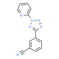 ChemSpider 2D Image | 3-[2-(2-Pyridinyl)-2H-tetrazol-5-yl]benzonitrile | C13H8N6