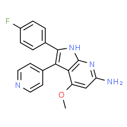 ChemSpider 2D Image | 2-(4-Fluorophenyl)-4-methoxy-3-(4-pyridinyl)-1H-pyrrolo[2,3-b]pyridin-6-amine | C19H15FN4O