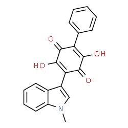 ChemSpider 2D Image | 2,5-dihydroxy-3-(1-methylindol-3-yl)-6-phenyl-1,4-benzoquinone | C21H15NO4