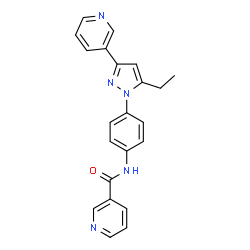 ChemSpider 2D Image | N-{4-[5-Ethyl-3-(3-pyridinyl)-1H-pyrazol-1-yl]phenyl}nicotinamide | C22H19N5O
