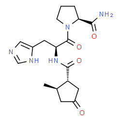 ChemSpider 2D Image | N-{[(1R,2R)-2-Methyl-4-oxocyclopentyl]carbonyl}-L-histidyl-L-prolinamide | C18H25N5O4