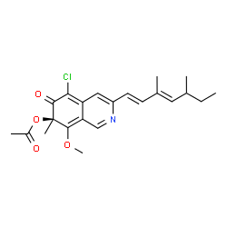 ChemSpider 2D Image | (7R)-5-Chloro-3-[(1E,3E)-3,5-dimethyl-1,3-heptadien-1-yl]-8-methoxy-7-methyl-6-oxo-6,7-dihydro-7-isoquinolinyl acetate | C22H26ClNO4