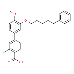 ChemSpider 2D Image | 4'-Methoxy-3-methyl-3'-[(5-phenylpentyl)oxy]-4-biphenylcarboxylic acid | C26H28O4