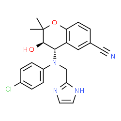 ChemSpider 2D Image | (3R,4S)-4-[(4-Chlorophenyl)(1H-imidazol-2-ylmethyl)amino]-3-hydroxy-2,2-dimethyl-6-chromanecarbonitrile | C22H21ClN4O2