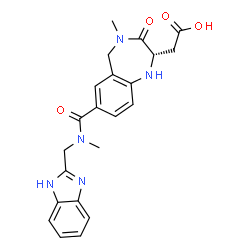 ChemSpider 2D Image | {(2S)-7-[(1H-Benzimidazol-2-ylmethyl)(methyl)carbamoyl]-4-methyl-3-oxo-2,3,4,5-tetrahydro-1H-1,4-benzodiazepin-2-yl}acetic acid | C22H23N5O4