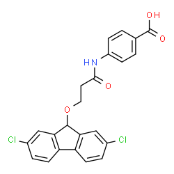 ChemSpider 2D Image | 4-({3-[(2,7-Dichloro-9H-fluoren-9-yl)oxy]propanoyl}amino)benzoic acid | C23H17Cl2NO4