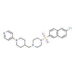 ChemSpider 2D Image | 1-[(6-Chloro-2-naphthyl)sulfonyl]-4-{[1-(4-pyridinyl)-4-piperidinyl]methyl}piperazine | C25H29ClN4O2S