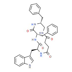 ChemSpider 2D Image | (2S,5S,8R)-5,8-Dibenzyl-2-(1H-indol-3-ylmethyl)-1,4,7,10-tetraazacyclotetradecane-3,6,11,14-tetrone | C33H35N5O4