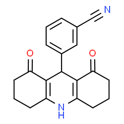 ChemSpider 2D Image | 3-(1,8-Dioxo-1,2,3,4,5,6,7,8,9,10-decahydro-9-acridinyl)benzonitrile | C20H18N2O2