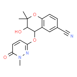 ChemSpider 2D Image | 3-Hydroxy-2,2-dimethyl-4-[(1-methyl-6-oxo-1,6-dihydro-3-pyridazinyl)oxy]-6-chromanecarbonitrile | C17H17N3O4
