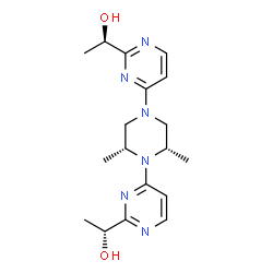 ChemSpider 2D Image | (1R,1'R)-1,1'-{[(2R,6S)-2,6-Dimethyl-1,4-piperazinediyl]di-4,2-pyrimidinediyl}diethanol | C18H26N6O2