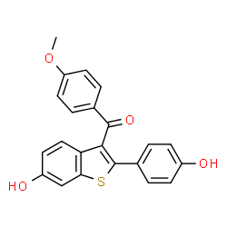 ChemSpider 2D Image | [6-Hydroxy-2-(4-hydroxyphenyl)-1-benzothiophen-3-yl](4-methoxyphenyl)methanone | C22H16O4S