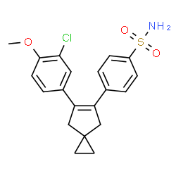 ChemSpider 2D Image | 4-(6-(3-chloro-4-methoxyphenyl)spiro(2.4)hept-5-en-5-yl)benzenesulfonamide | C20H20ClNO3S