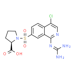 ChemSpider 2D Image | 1-[(1-Carbamimidamido-4-chloro-7-isoquinolinyl)sulfonyl]-D-proline | C15H16ClN5O4S