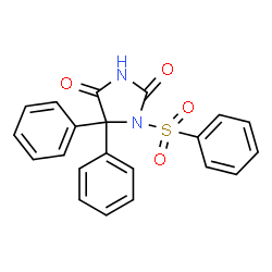 ChemSpider 2D Image | 5,5-di(phenyl)-1-phenylsulfonylimidazolidine-2,4-dione | C21H16N2O4S