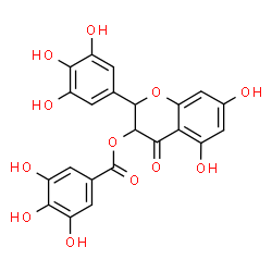 ChemSpider 2D Image | 5,7-Dihydroxy-4-oxo-2-(3,4,5-trihydroxyphenyl)-3,4-dihydro-2H-chromen-3-yl 3,4,5-trihydroxybenzoate | C22H16O12