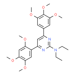 ChemSpider 2D Image | 4-(3,4,5-trimethoxyphenyl)-6-(2,4,5-trimethoxyphenyl)-2-diethylaminopyrimidine | C26H33N3O6
