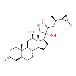 ChemSpider 2D Image | (5S,8R,9S,10S,12R,13S,14S,17S)-17-{(2S,3R,5R)-1-Chloro-2,3-dihydroxy-5-[(1S,2S)-2-methylcyclopropyl]-2-hexanyl}-12-hydroxy-10,13-dimethylhexadecahydro-3H-cyclopenta[a]phenanthren-3-one (non-preferred 
name) | C29H47ClO4