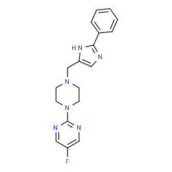 ChemSpider 2D Image | 5-Fluoro-2-{4-[(2-phenyl-1H-imidazol-5-yl)methyl]-1-piperazinyl}pyrimidine | C18H19FN6