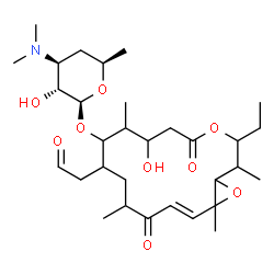 ChemSpider 2D Image | (14E)-3-Ethyl-7-hydroxy-2,8,12,16-tetramethyl-5,13-dioxo-10-(2-oxoethyl)-4,17-dioxabicyclo[14.1.0]heptadec-14-en-9-yl 3,4,6-trideoxy-3-(dimethylamino)-beta-D-xylo-hexopyranoside | C31H51NO9