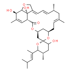 ChemSpider 2D Image | (1'R,2S,4'S,5S,8'R,10'E,13'R,14'E,16'E,21'R,24'S)-3,21',24'-Trihydroxy-5,11',13',22'-tetramethyl-6-[(2E)-4-methyl-2-penten-2-yl]-3,4,5,6-tetrahydro-2'H-spiro[pyran-2,6'-[3,7,19]trioxatetracyclo[15.6.1
.1~4,8~.0~20,24~]pentacosa[10,14,16,22]tetraen]-2'-one | C36H52O8