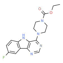 ChemSpider 2D Image | Ethyl 4-(8-fluoro-5H-pyrimido[5,4-b]indol-4-yl)-1-piperazinecarboxylate | C17H18FN5O2