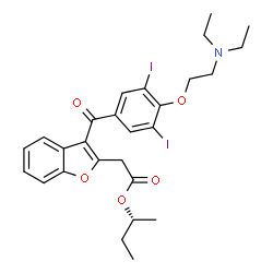 ChemSpider 2D Image | (2R)-2-Butanyl (3-{4-[2-(diethylamino)ethoxy]-3,5-diiodobenzoyl}-1-benzofuran-2-yl)acetate | C27H31I2NO5