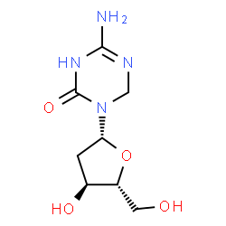ChemSpider 2D Image | 6-Amino-3-(2-deoxy-beta-D-erythro-pentofuranosyl)-3,4-dihydro-1,3,5-triazin-2(1H)-one | C8H14N4O4