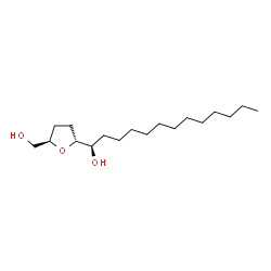 ChemSpider 2D Image | (1R)-1-[(2R,5R)-5-(Hydroxymethyl)tetrahydro-2-furanyl]-1-tridecanol | C18H36O3