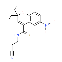 ChemSpider 2D Image | N-(2-Cyanoethyl)-2,2-bis(fluoromethyl)-6-nitro-2H-chromene-4-carbothioamide | C15H13F2N3O3S