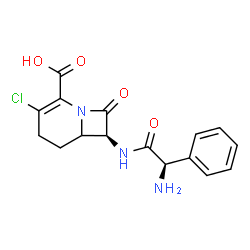 ChemSpider 2D Image | (7S)-7-{[(2R)-2-Amino-2-phenylacetyl]amino}-3-chloro-8-oxo-1-azabicyclo[4.2.0]oct-2-ene-2-carboxylic acid | C16H16ClN3O4