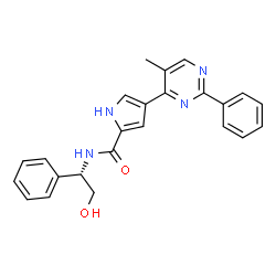 ChemSpider 2D Image | N-[(1S)-2-Hydroxy-1-phenylethyl]-4-(5-methyl-2-phenyl-4-pyrimidinyl)-1H-pyrrole-2-carboxamide | C24H22N4O2
